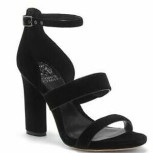 New Vince Camuto Velvet Robeka‎ Heeled Sandal Black 8.5